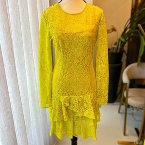 BCBGMAXAZRIA Embroidery Flower Lace Dress